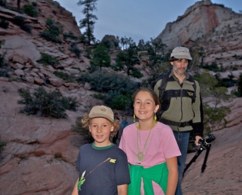 Stephanie's family on a Dance of the Deer pilgrimage retreat in Zion.