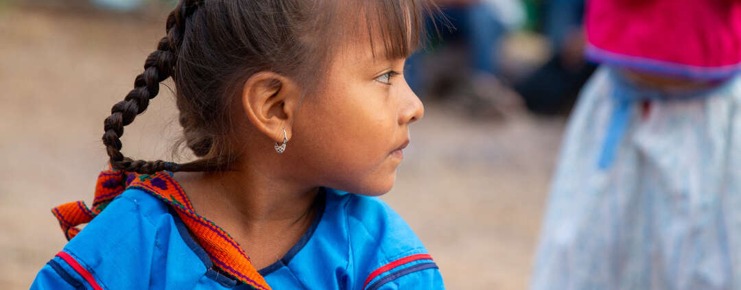 Young Huichol girls participate in the ceremony